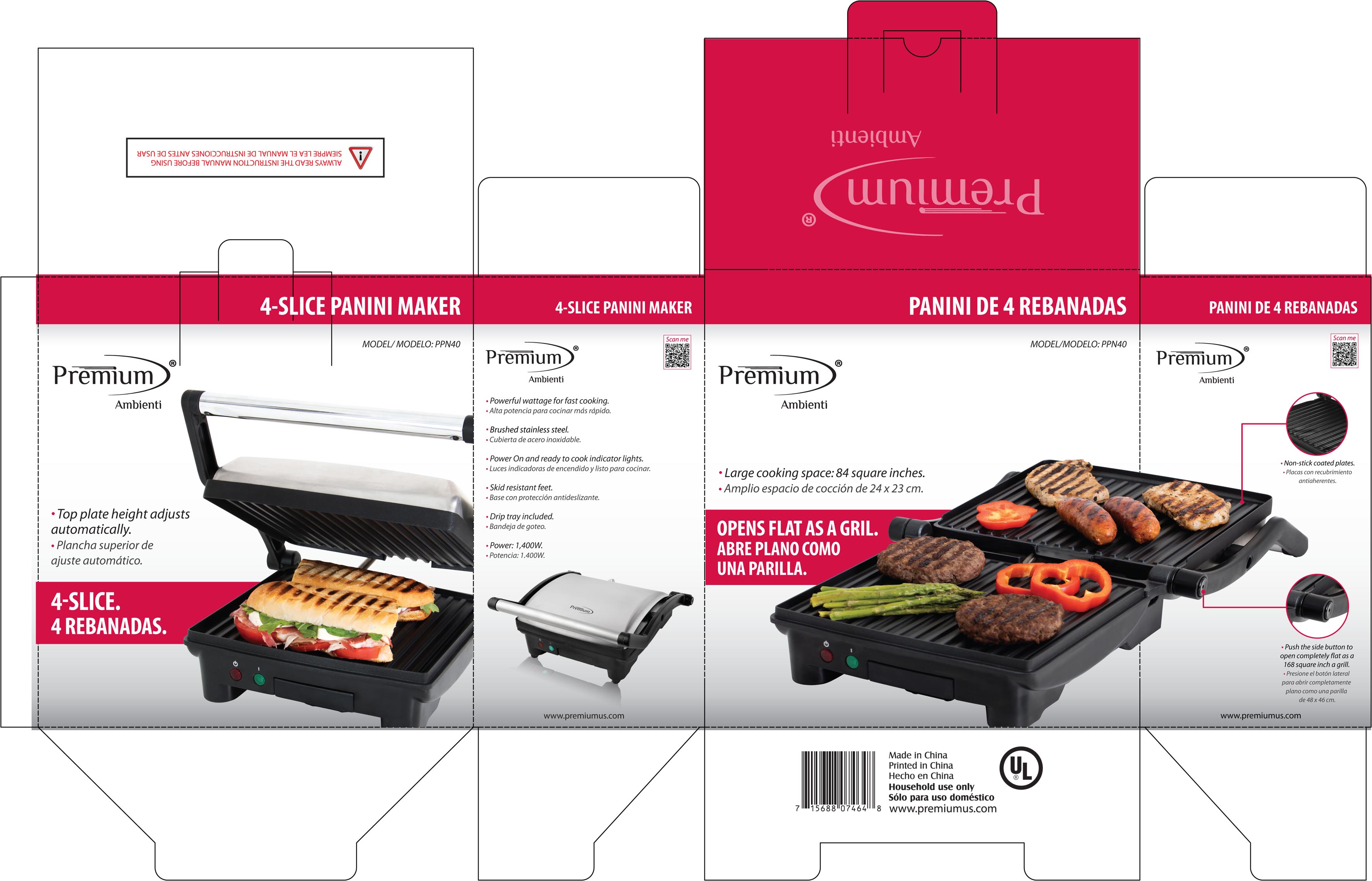 Premium Appliances 4Slice Panini Press Grill