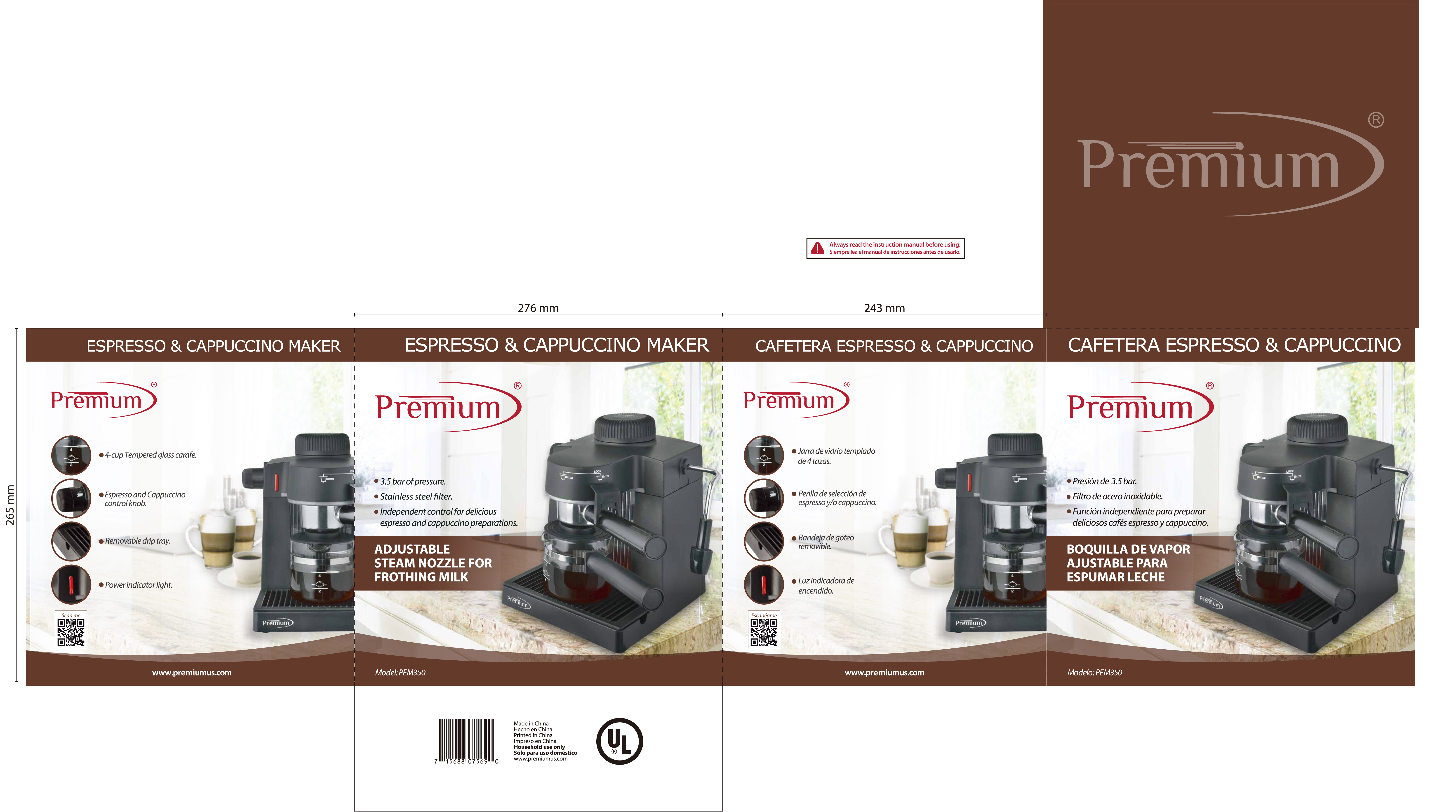 Premium Appliances ESPRESSO AND CAPPUCCINO MAKER